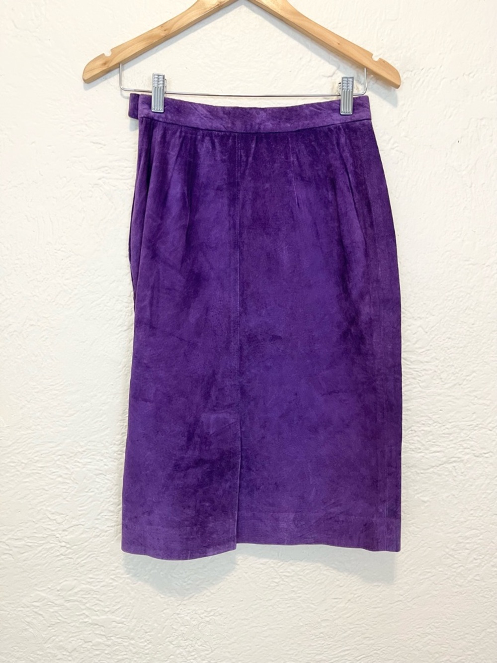 Vintage Suede Leather Skirt Purple 4 Whimsigoth Fairy 90s 80s - Picture 5 of 6